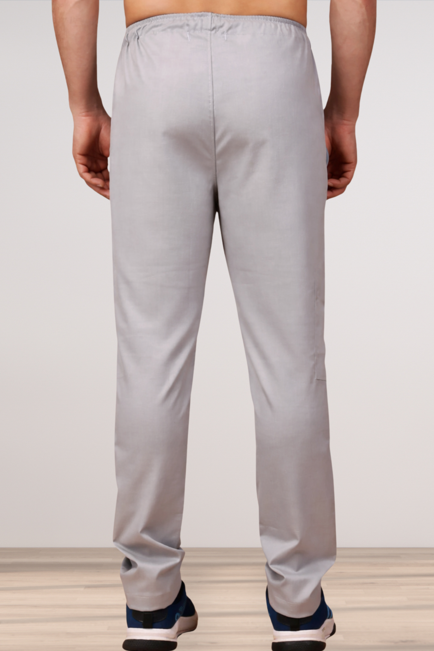 Solid Grey Textured Stretch Track Pants