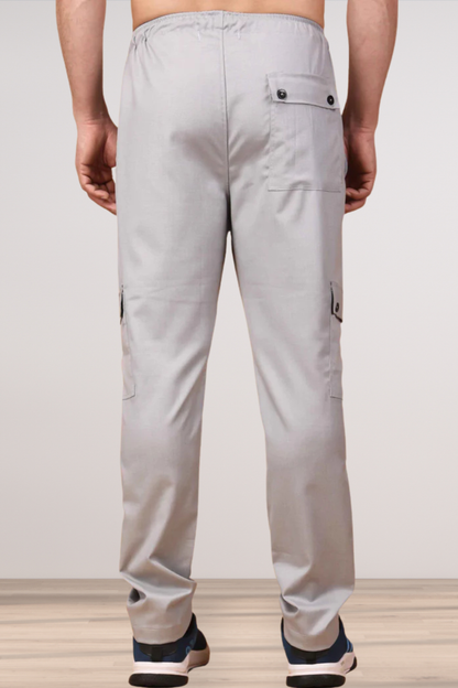 Solid Grey Textured Stretch Cargo