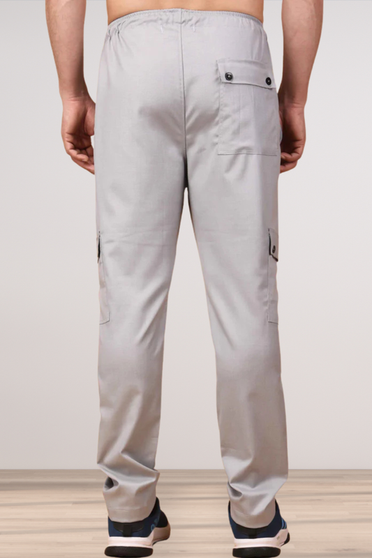 Solid Grey Textured Stretch Cargo