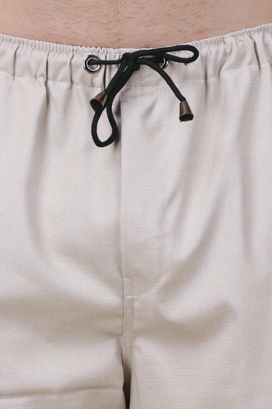 Solid Off White Stretchable Cargo - 4 Pocket