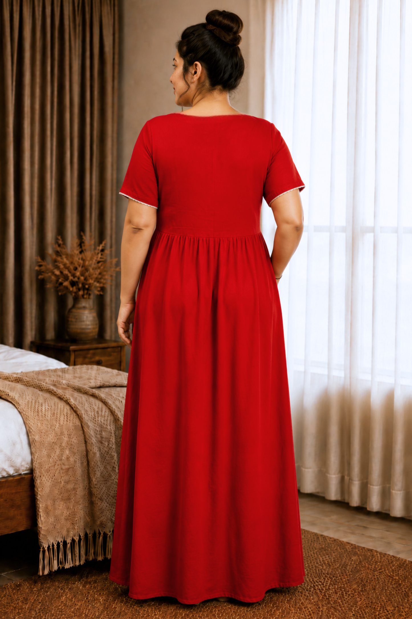 Deep Red Rayon Night Gown