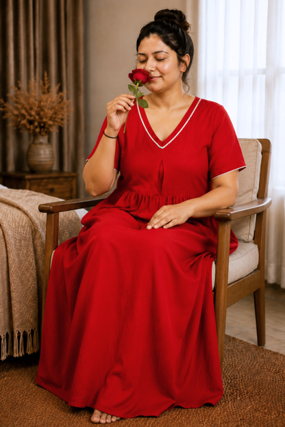 Deep Red Rayon Night Gown