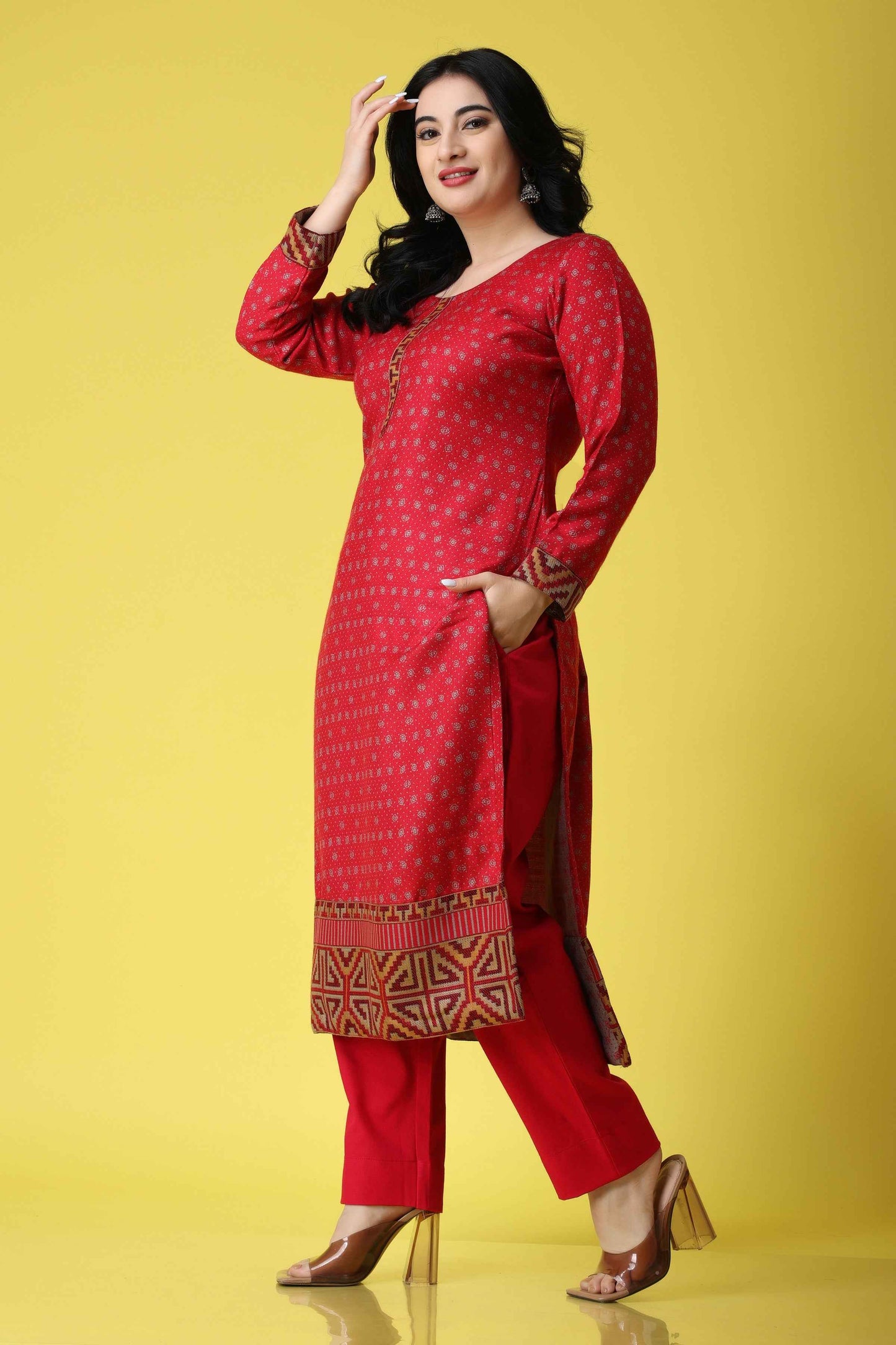 Buy Plus Size ​Spicy Touch Woollen Kurta At Apella | Sizes XS to 10 XL | India | Free Delivery | Customized