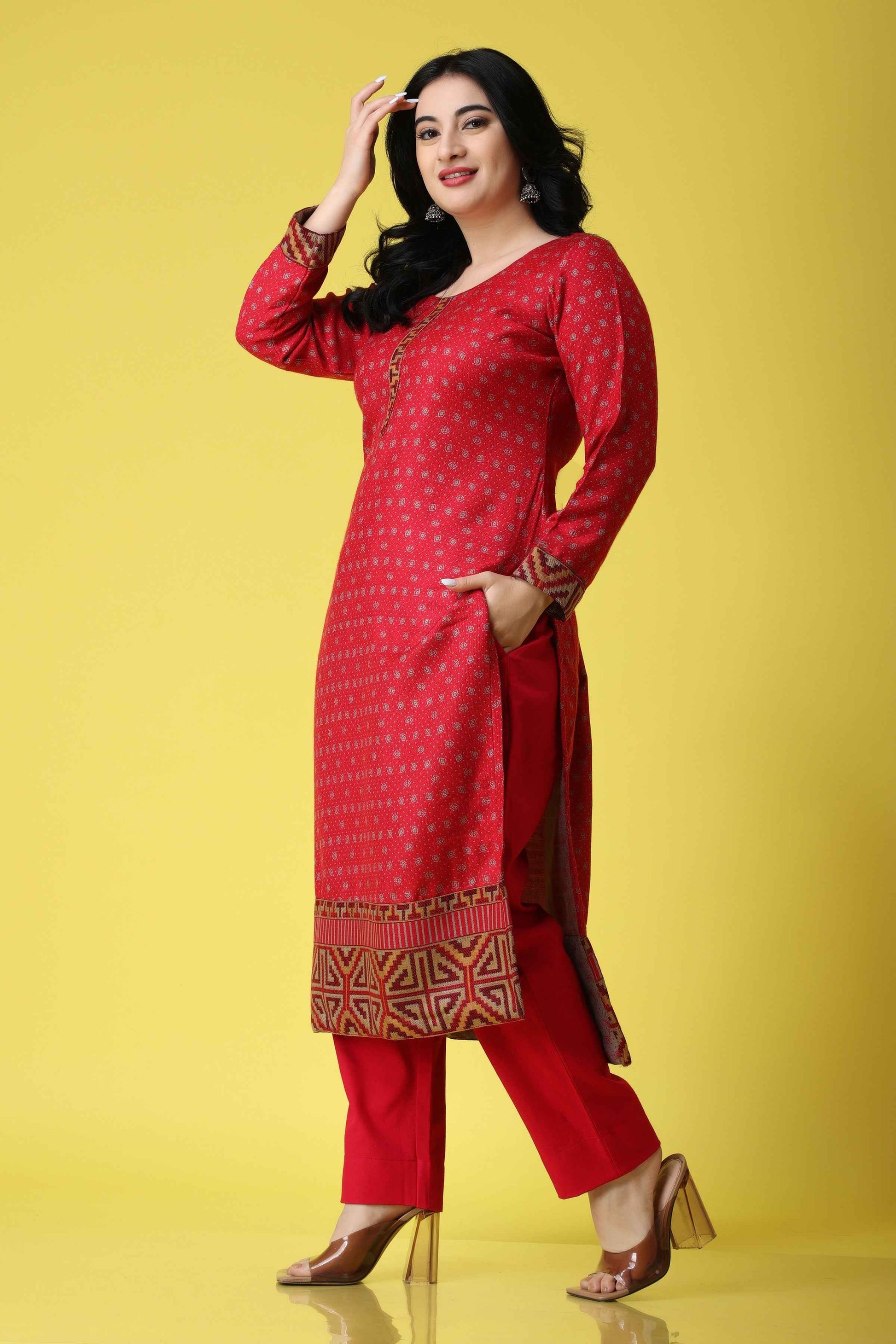 Buy Plus Size ​Spicy Touch Woollen Kurta At Apella | Sizes XS to 10 XL | India | Free Delivery | Customized