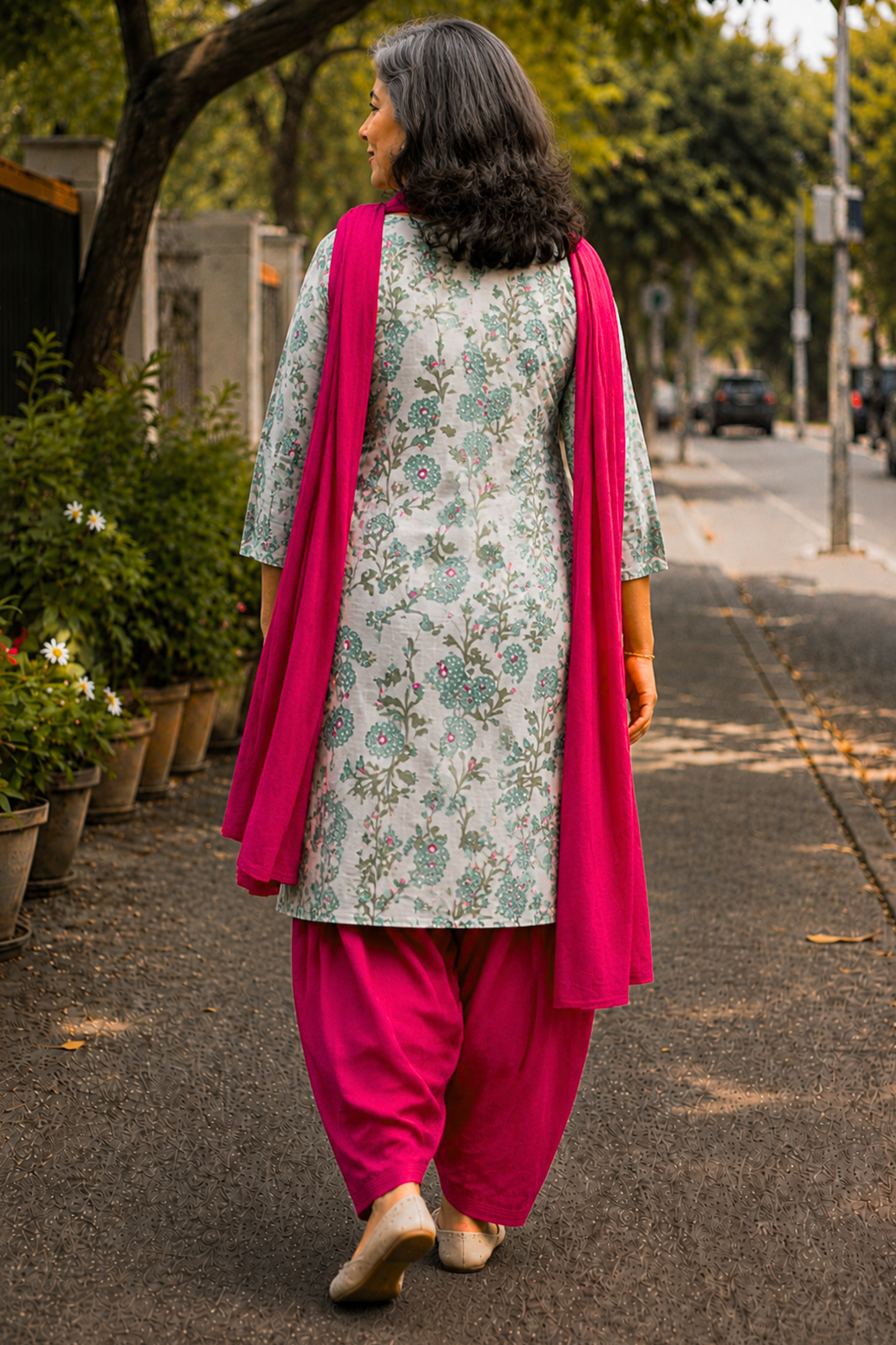 Spring Blossom Printed Farshi Salwar Suit