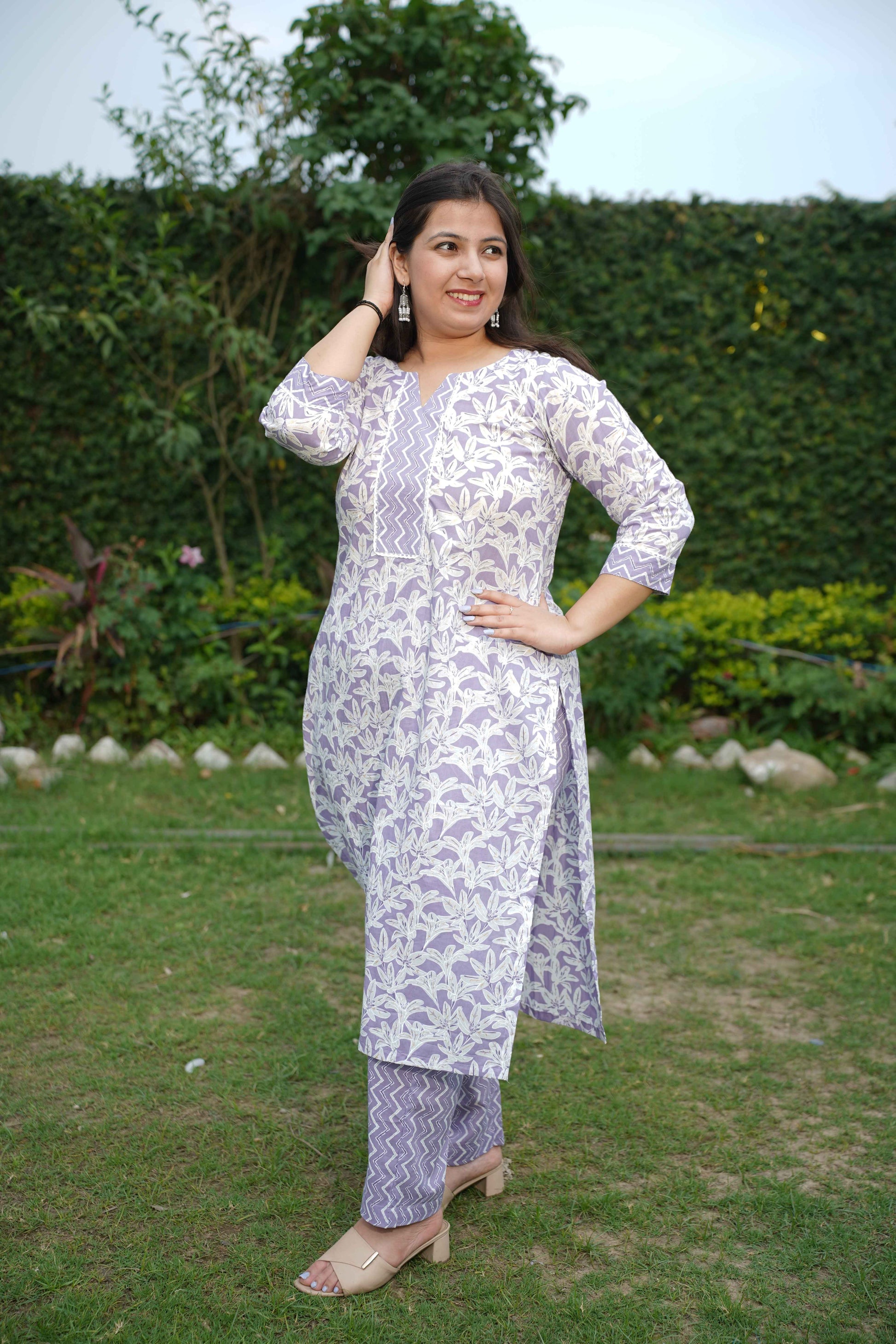 Spring Lilac Bagh Print Suit Set