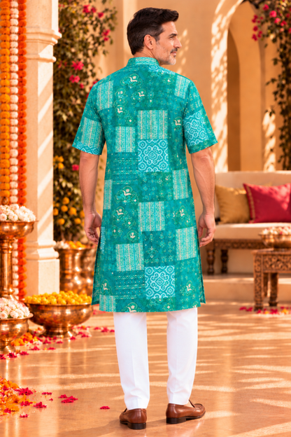 Spring Russle Foiled Rayon Kurta