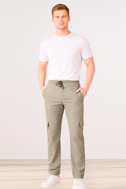 Steel Grey Cotton Cargo Pants