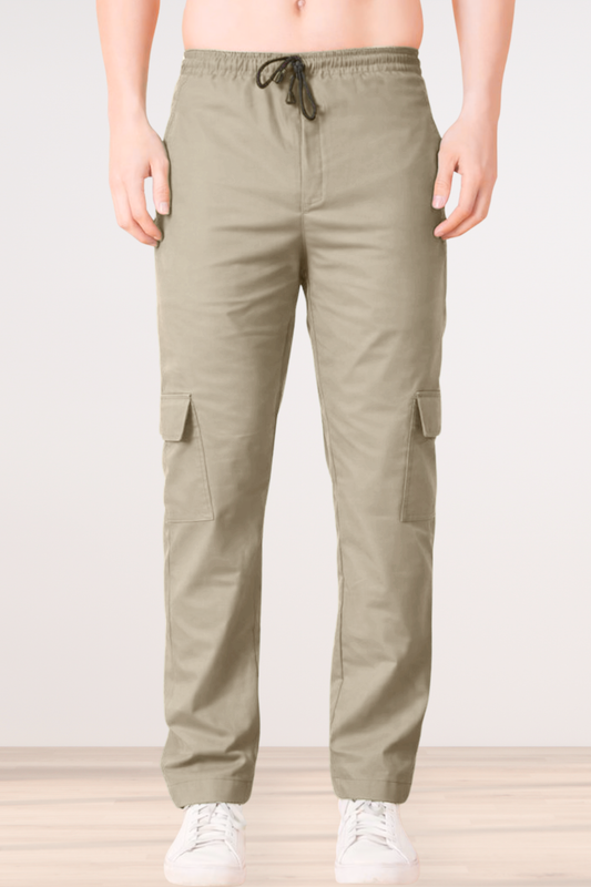 Steel Grey Cotton Cargo Pants