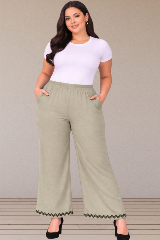Steel Grey Embellished Cotton Palazzo