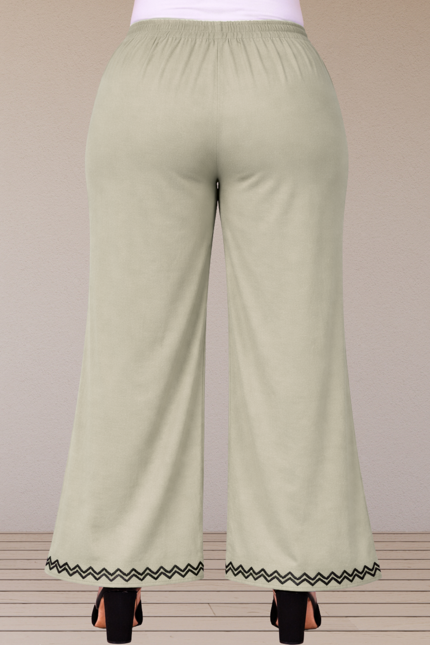 Steel Grey Embellished Cotton Palazzo