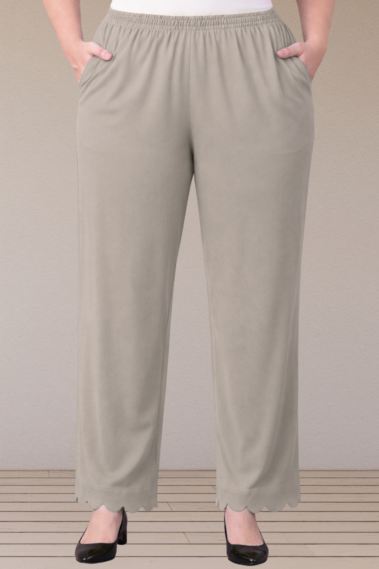 Steel Grey Scallop Cut Palazzo