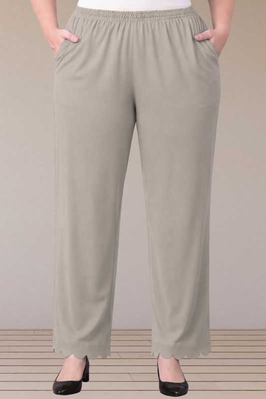 Steel Grey Scallop Cut Palazzo