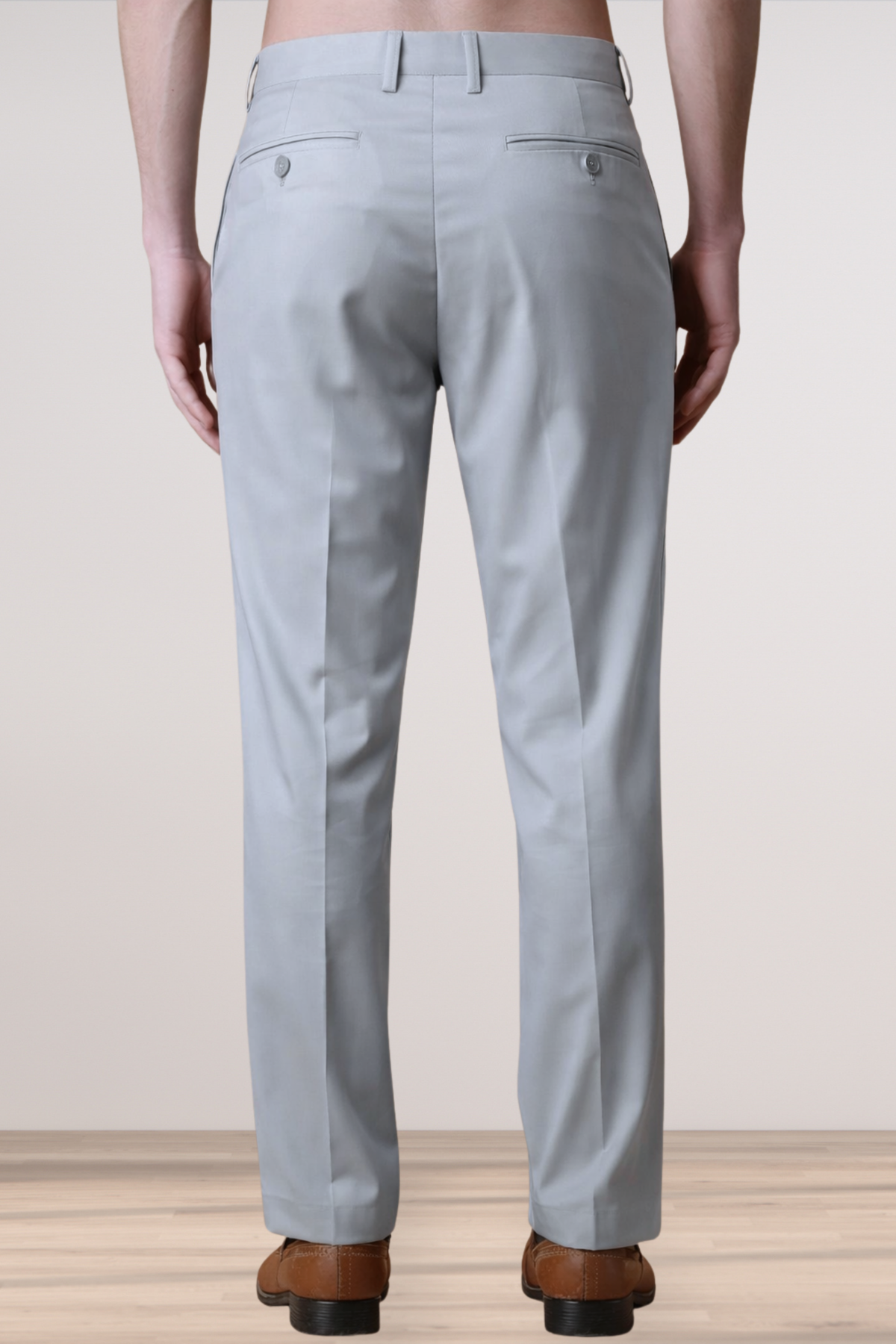 Steel Grey Solid Formal Trousers