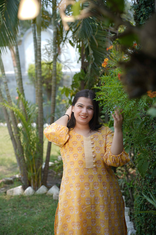 Subtle Glow Block Printed Suit Set