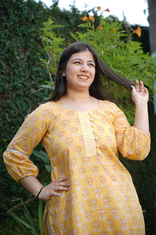 Subtle Glow Block Printed Suit Set