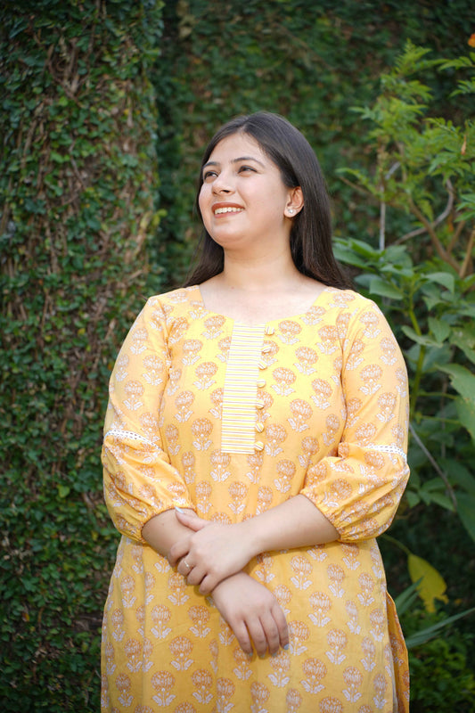 Subtle Glow Block Printed Suit Set