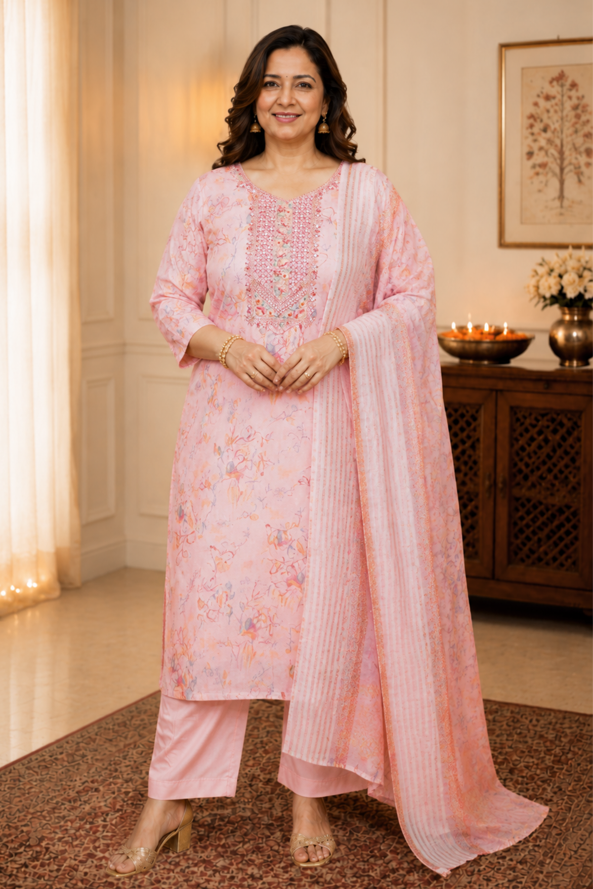 Subtle Pink Floral Suit Set
