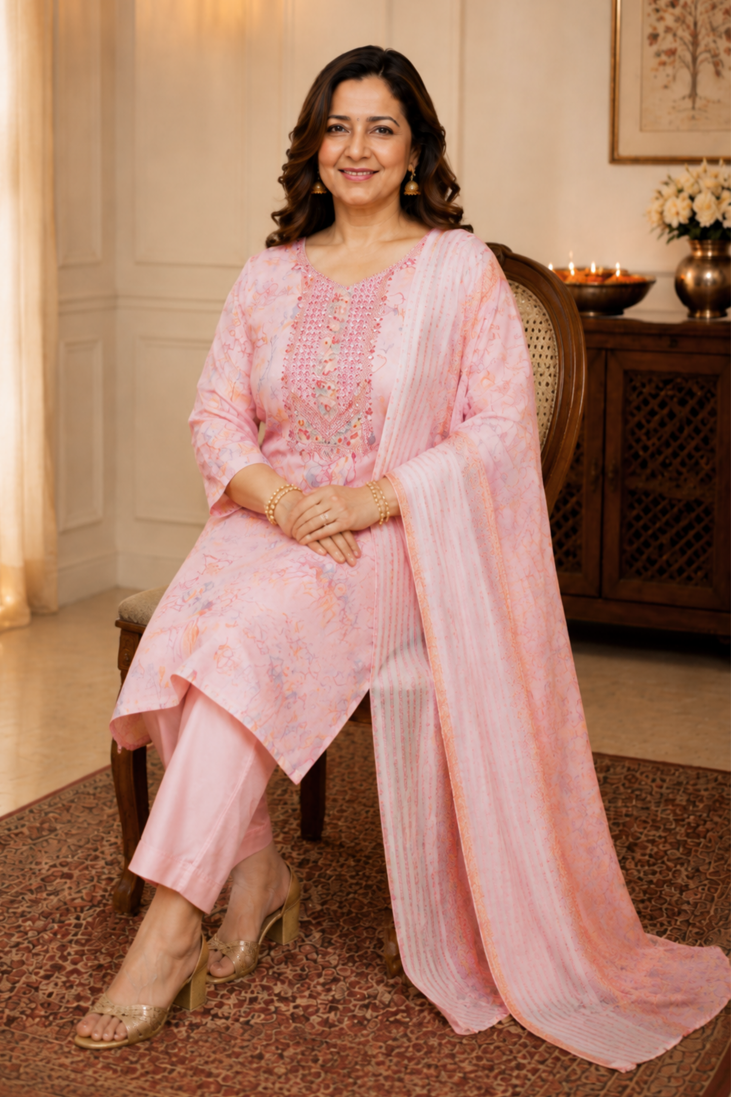 Subtle Pink Floral Suit Set