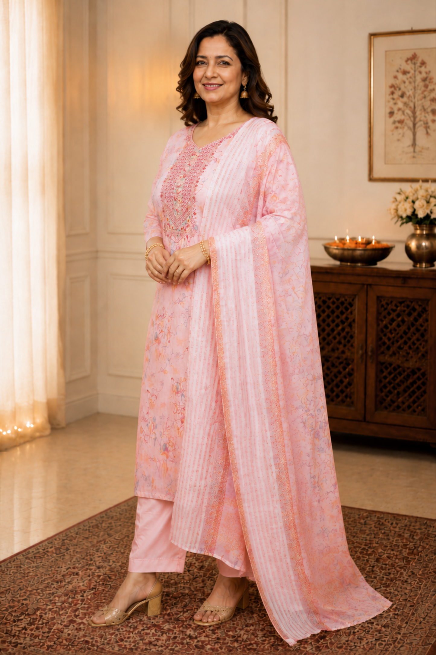 Subtle Pink Floral Suit Set