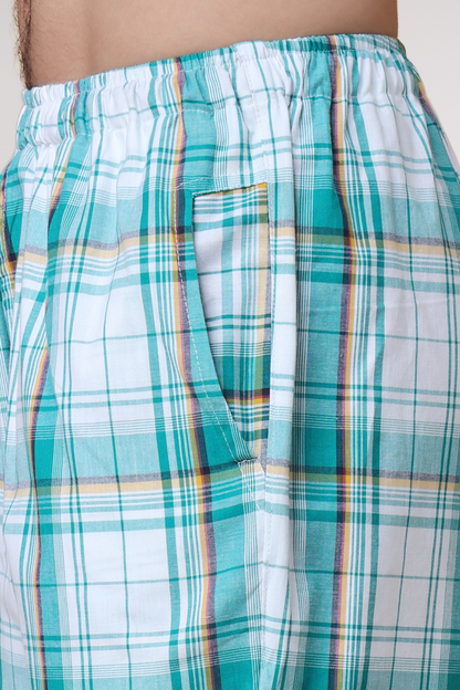 Summer Blue Checked Cotton Pajama