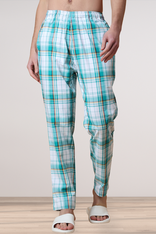 Summer Blue Checked Cotton Pajama
