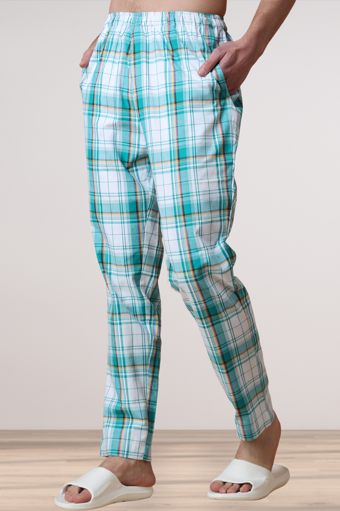 Summer Blue Checked Cotton Pajama
