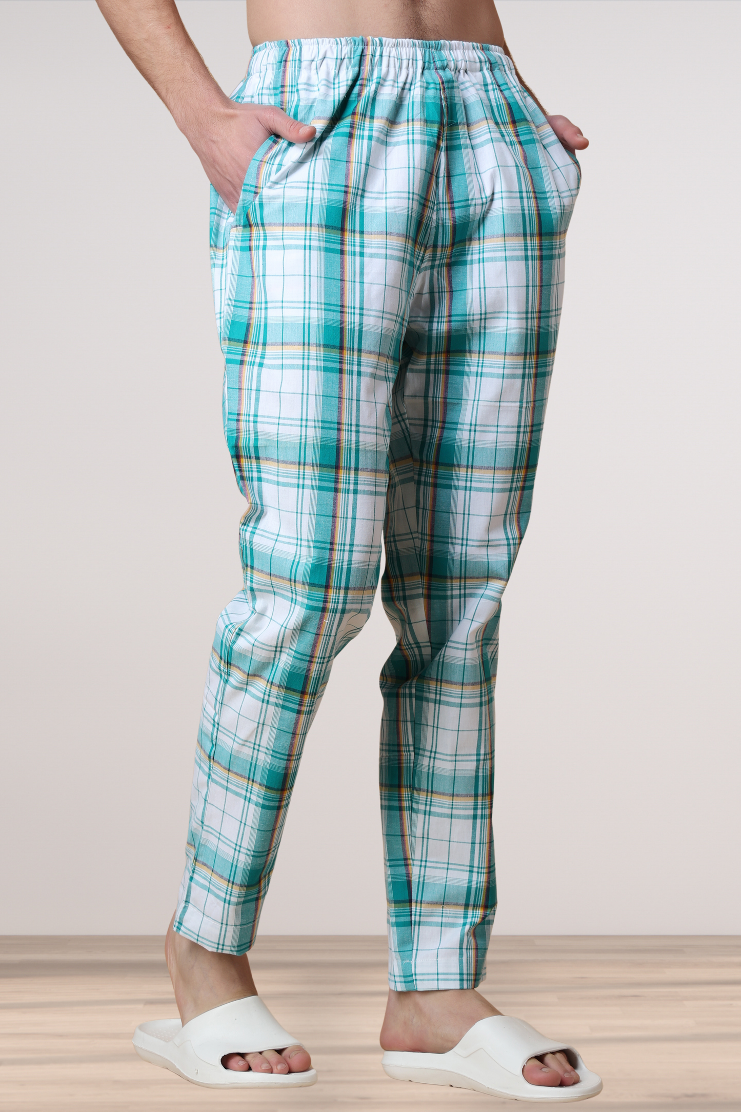 Summer Blue Checked Cotton Pajama
