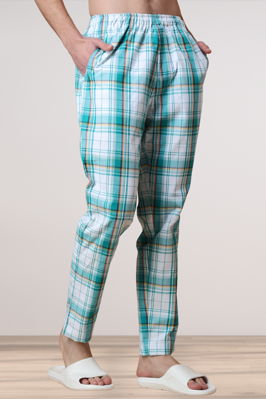 Summer Blue Checked Cotton Pajama