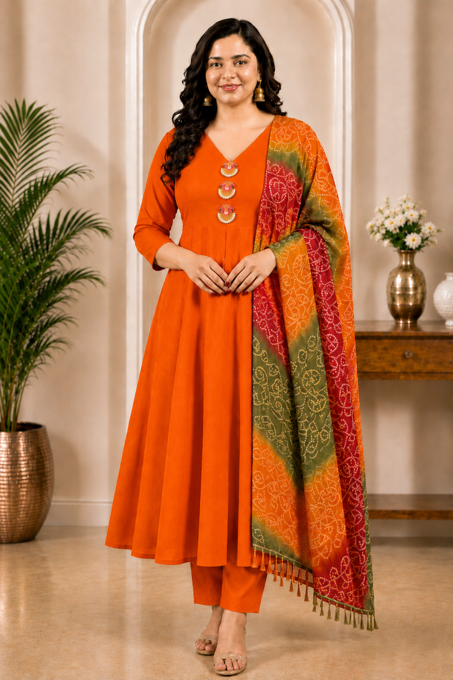 Sunehri Kiran Rayon Anarkali Set