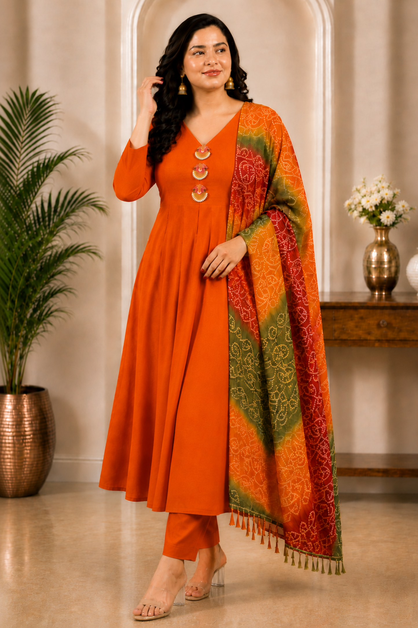 Sunehri Kiran Rayon Anarkali Set