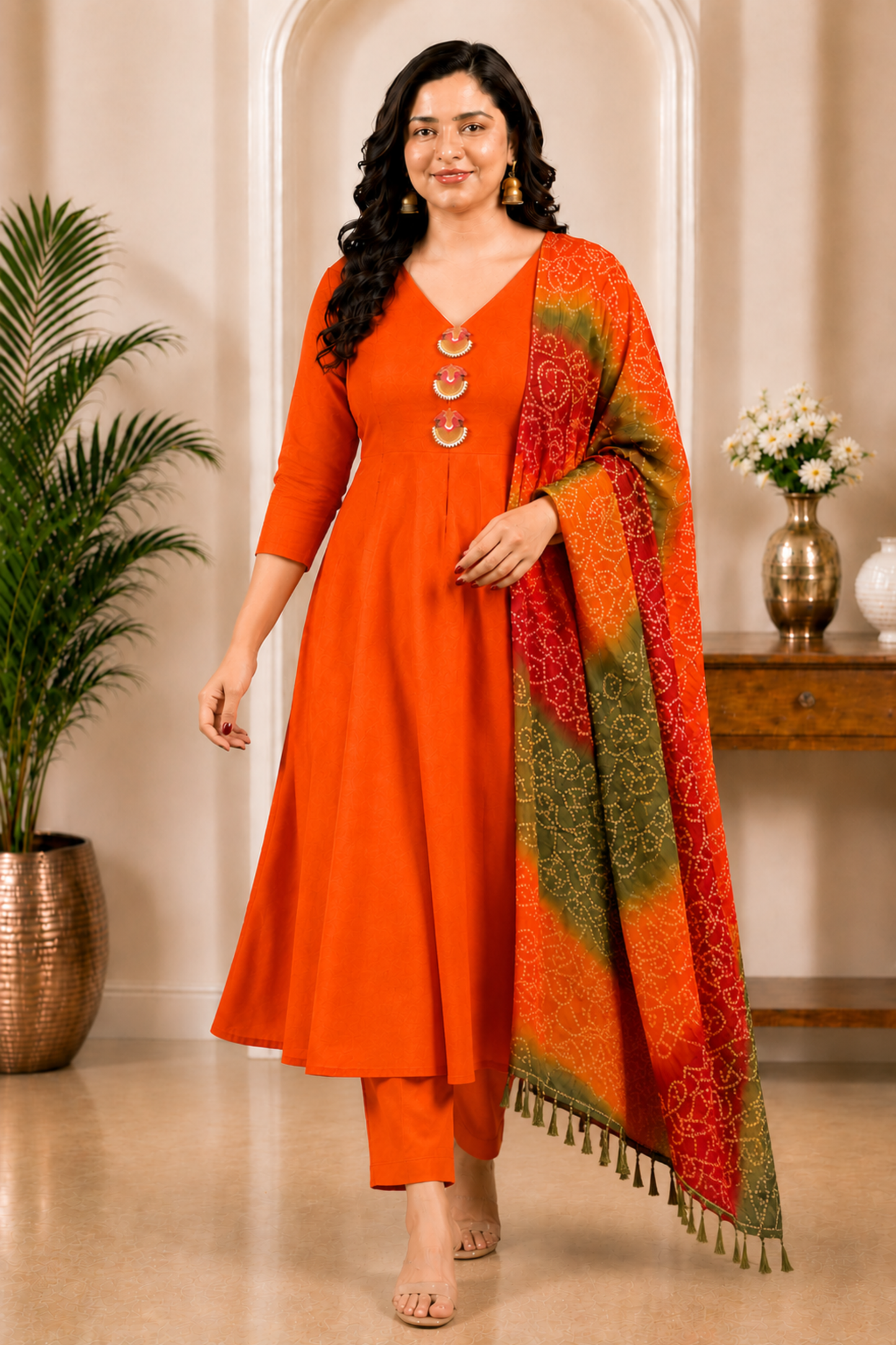 Sunehri Kiran Rayon Anarkali Set