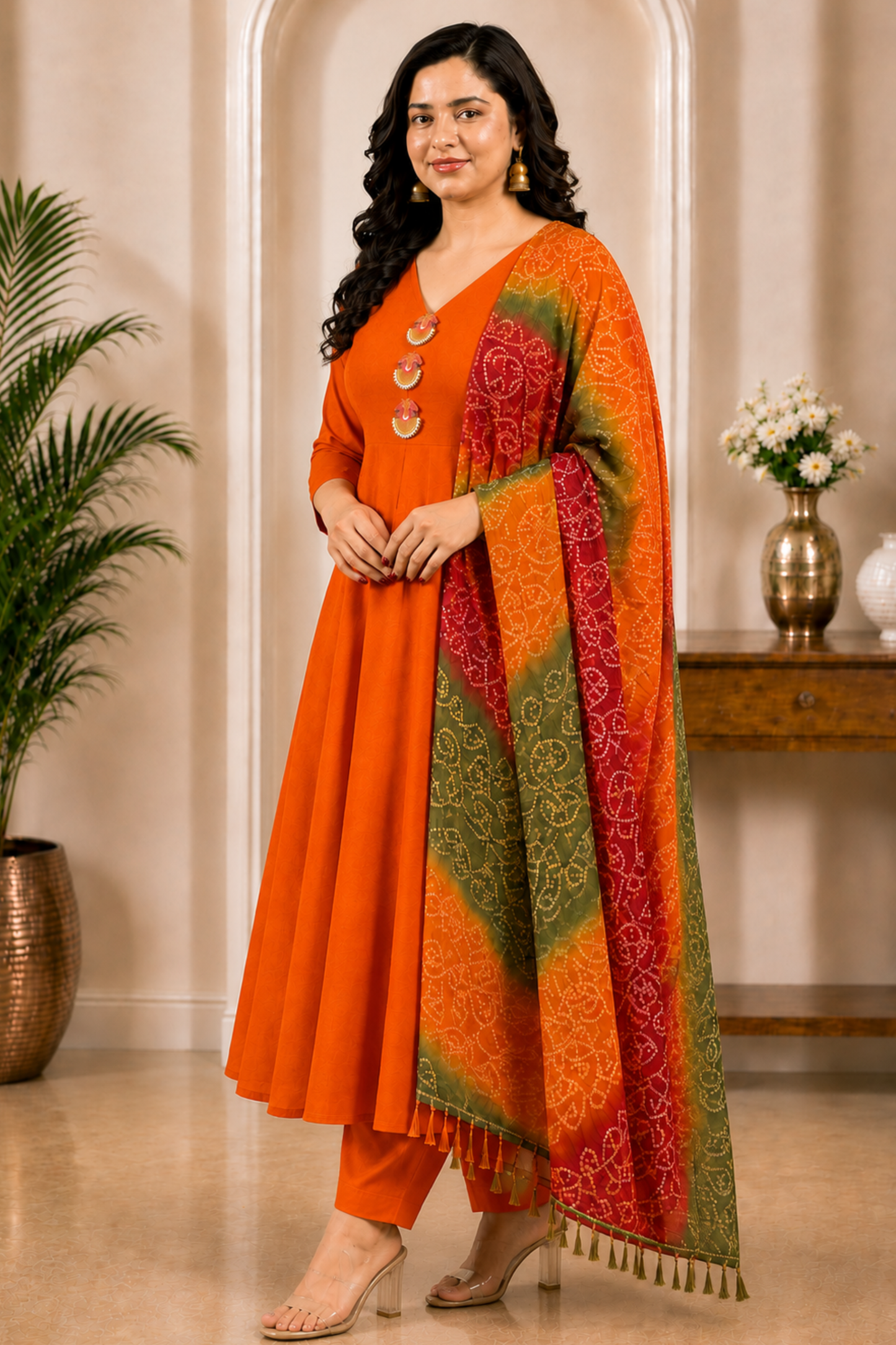 Sunehri Kiran Rayon Anarkali Set