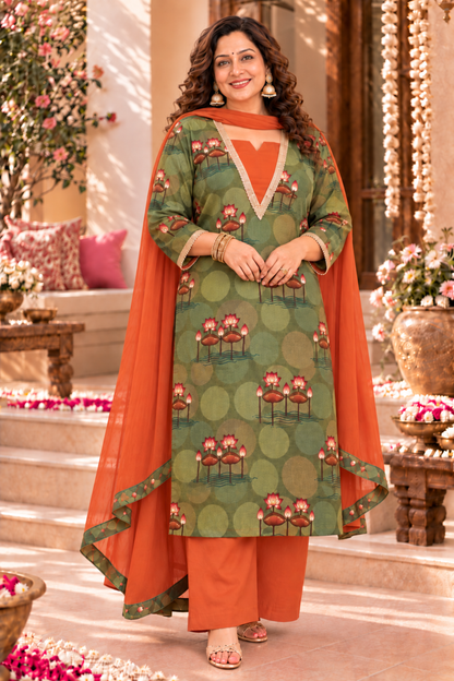 Sunehri Shaam Suit Set With Floral Print