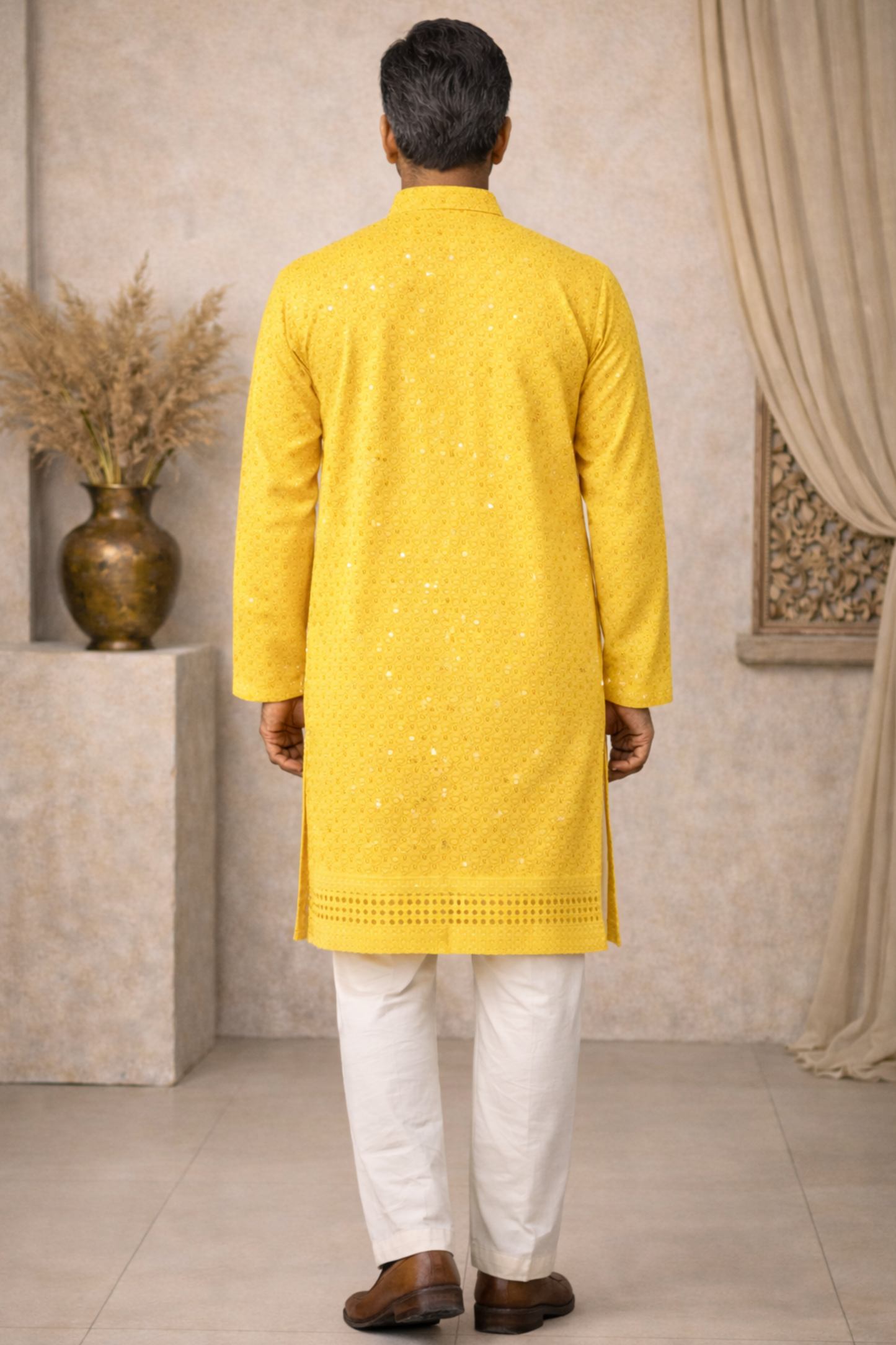 Yellow Sparkle Sequined Kurta