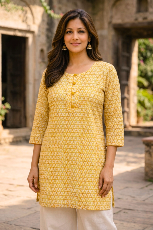Sunny Yellow Printed Kurta