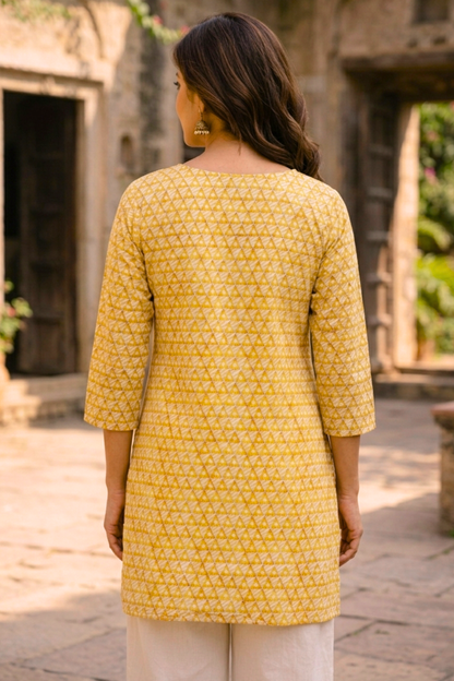Sunny Yellow Printed Kurta