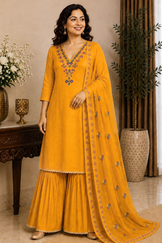 Sunny Mustard Fancy Suit Set