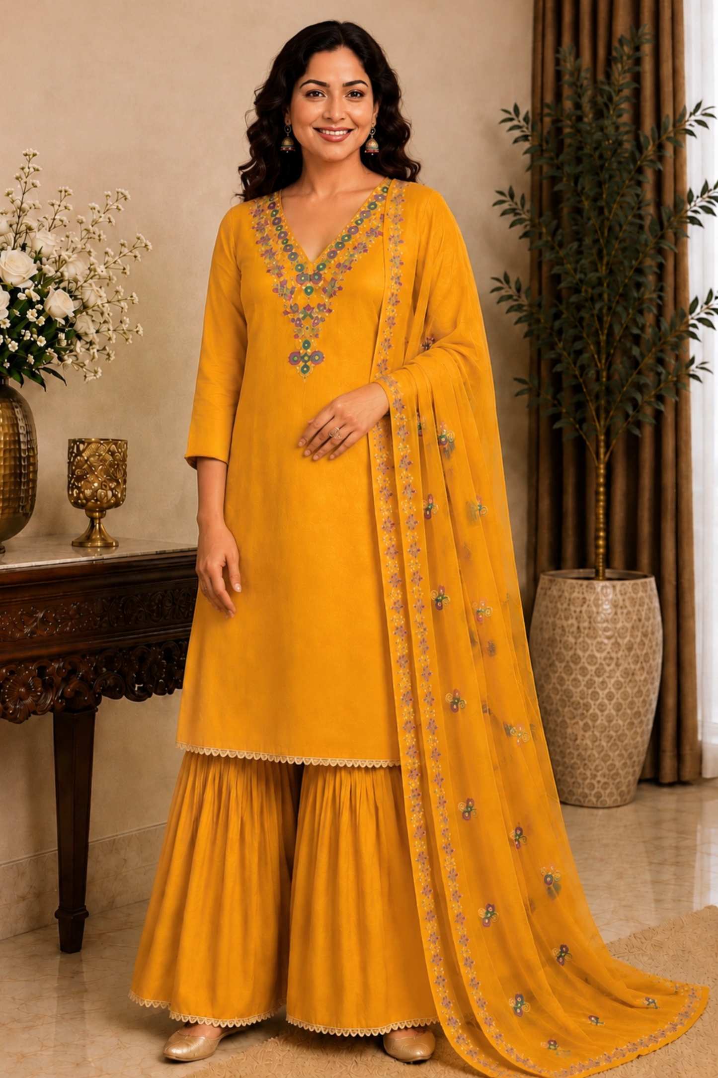 Sunny Mustard Fancy Suit Set