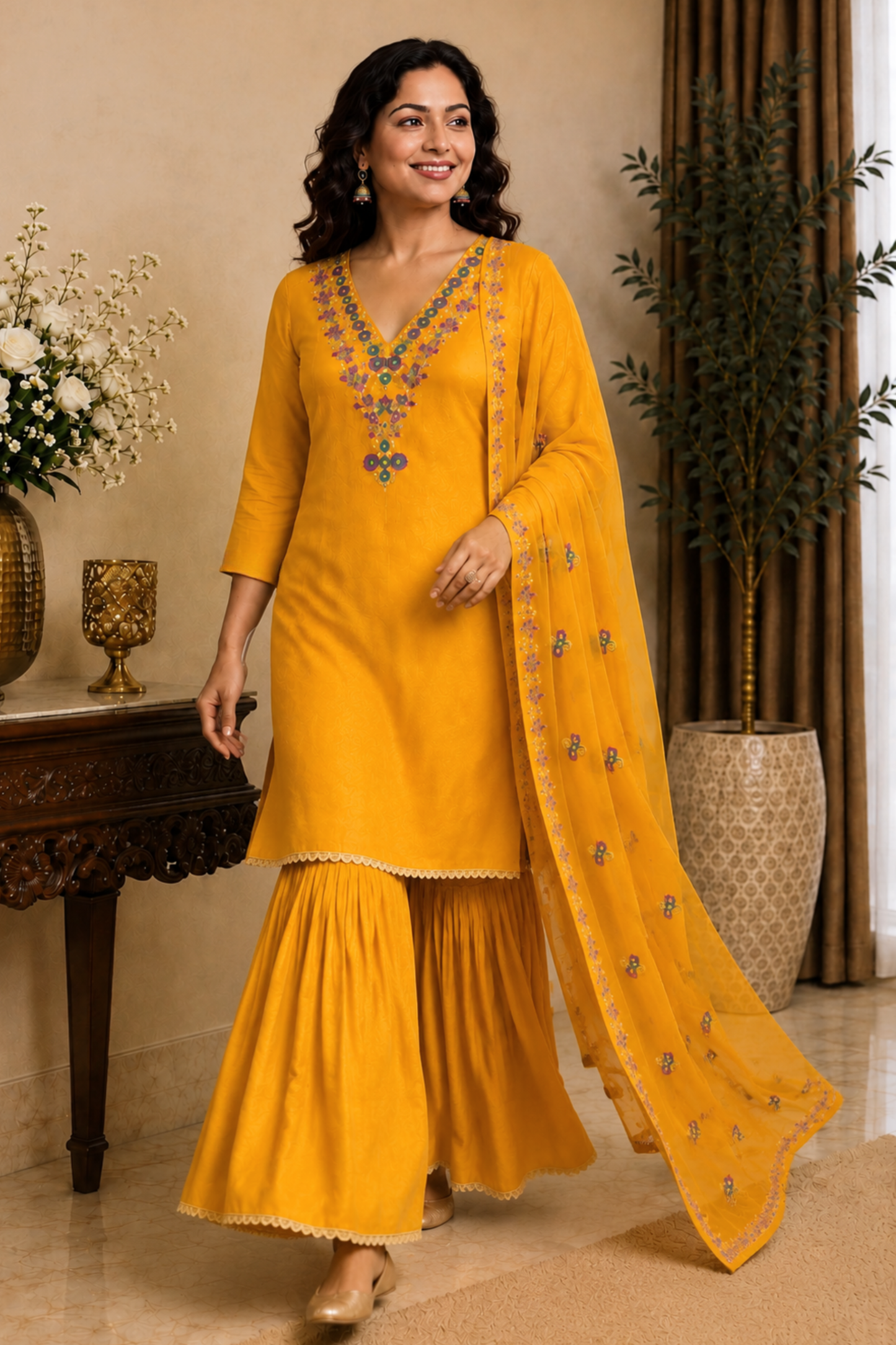 Sunny Mustard Fancy Suit Set