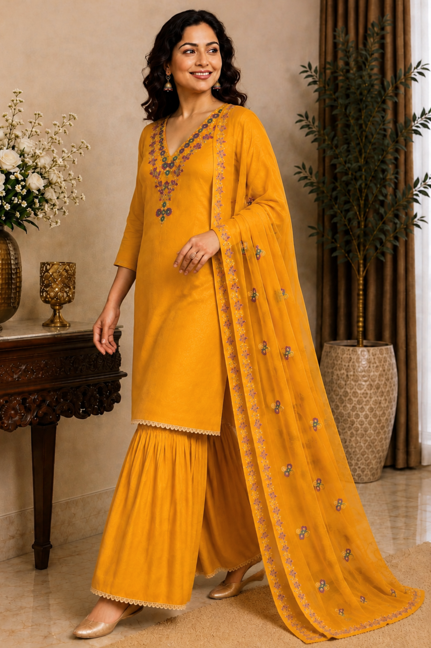 Sunny Mustard Fancy Suit Set
