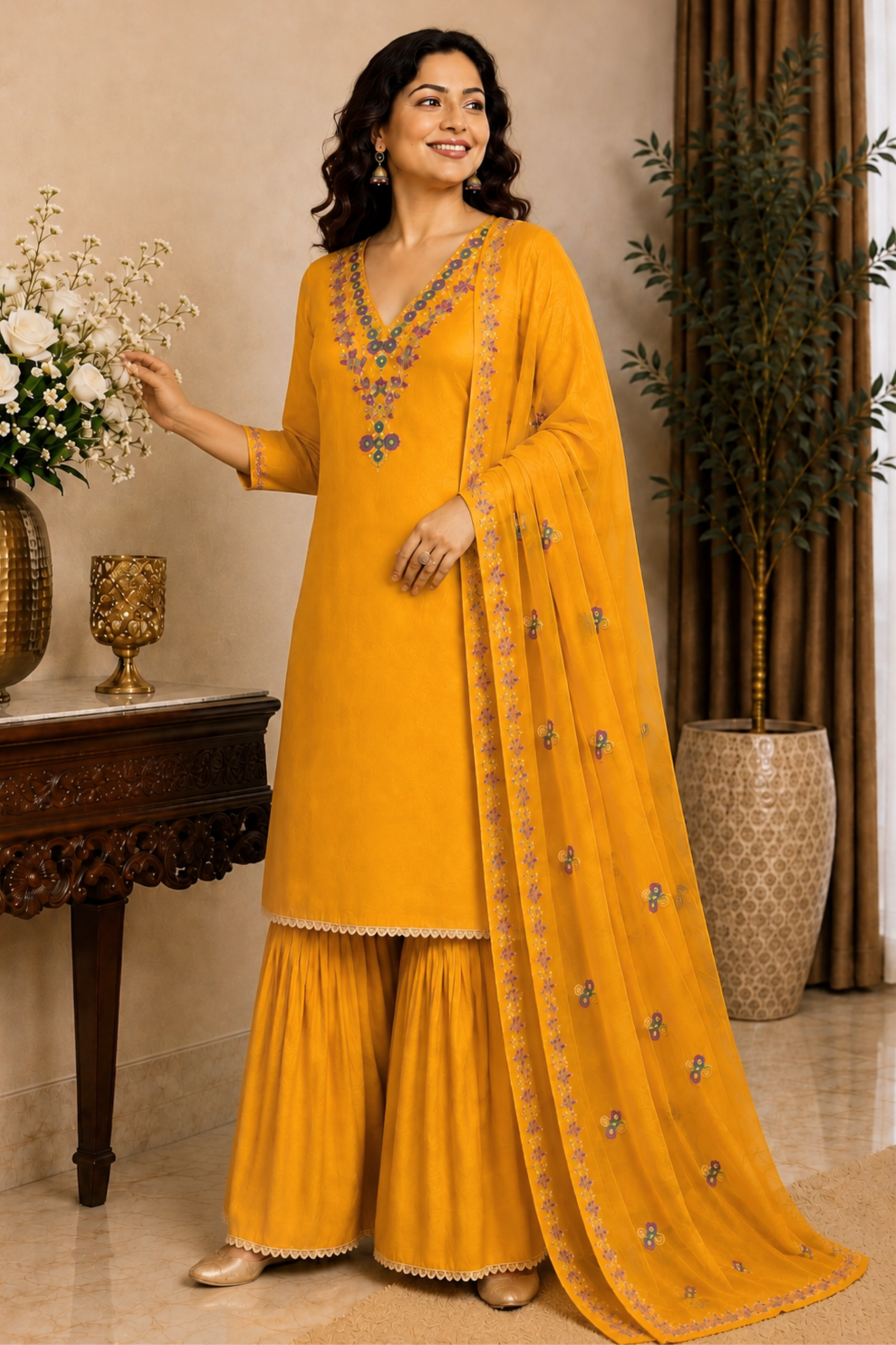 Sunny Mustard Fancy Suit Set