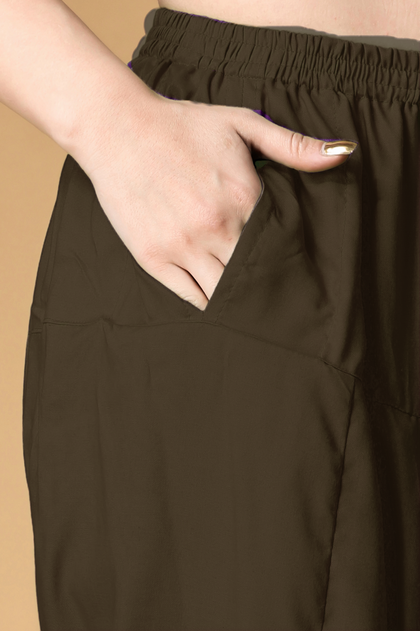 Light brown Rayon Pleated Salwar