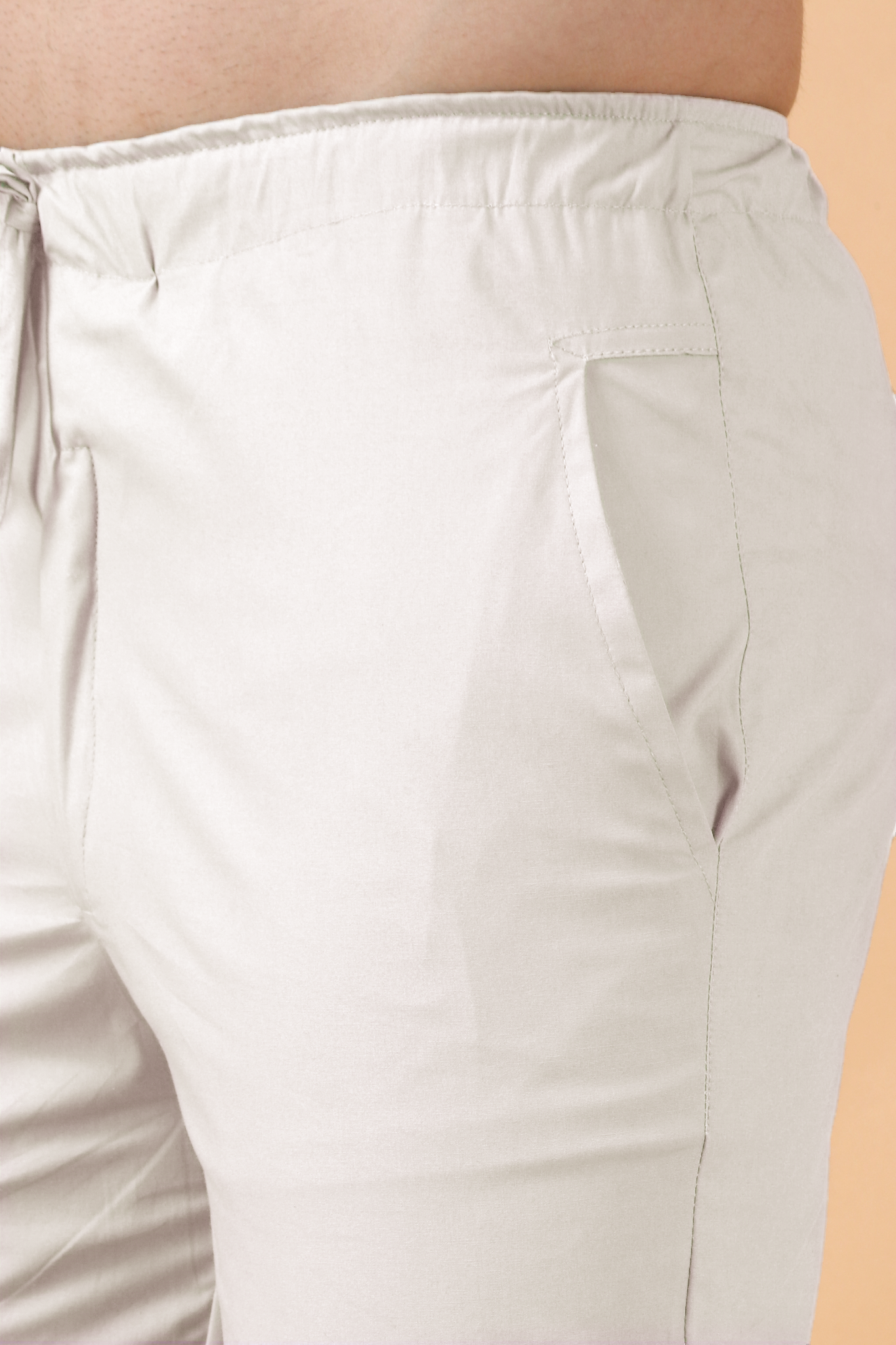 White Solid Cotton Cargo Pants