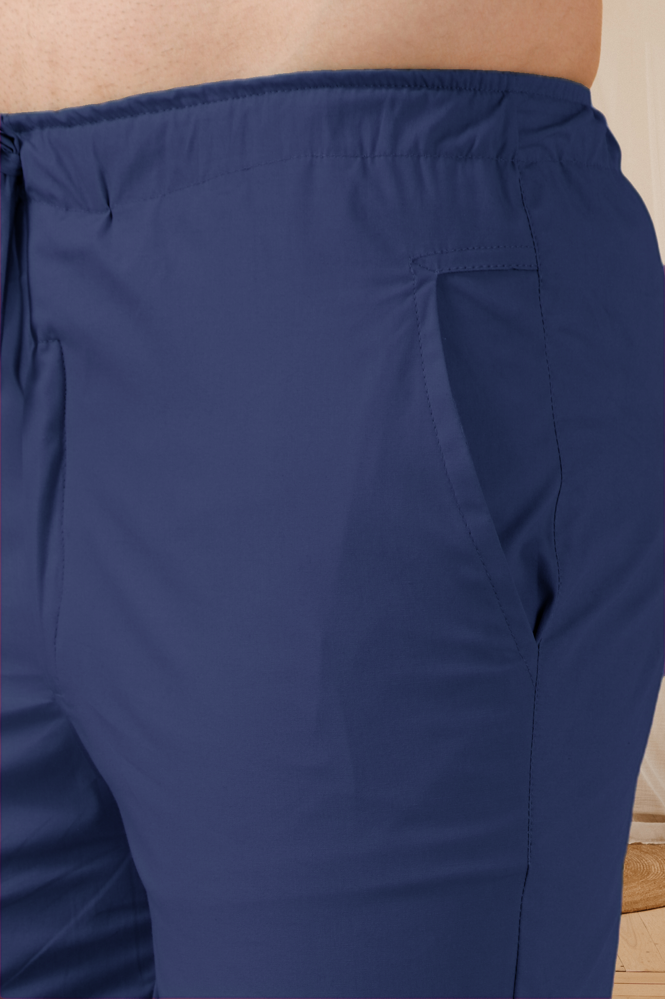 Persian Blue Solid Cotton Cargo Pants