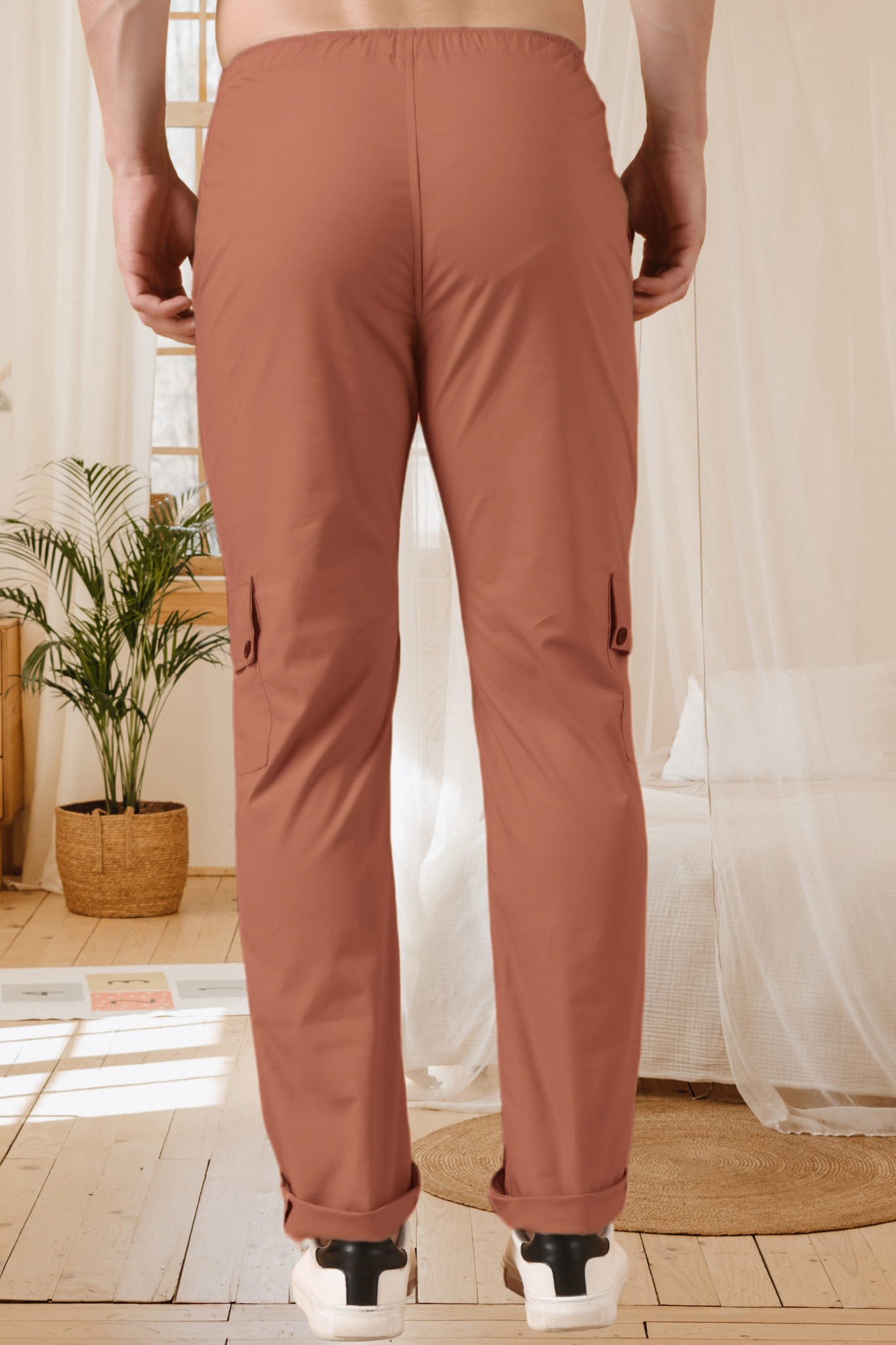 Buy Plus Size ​Rust Cotton Cargo Pants At Apella | Sizes XS to 10 XL | India | Free Delivery | Customized
