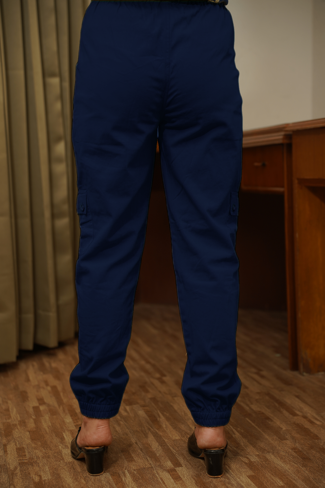 Navy Blue Cotton Cargo Pants