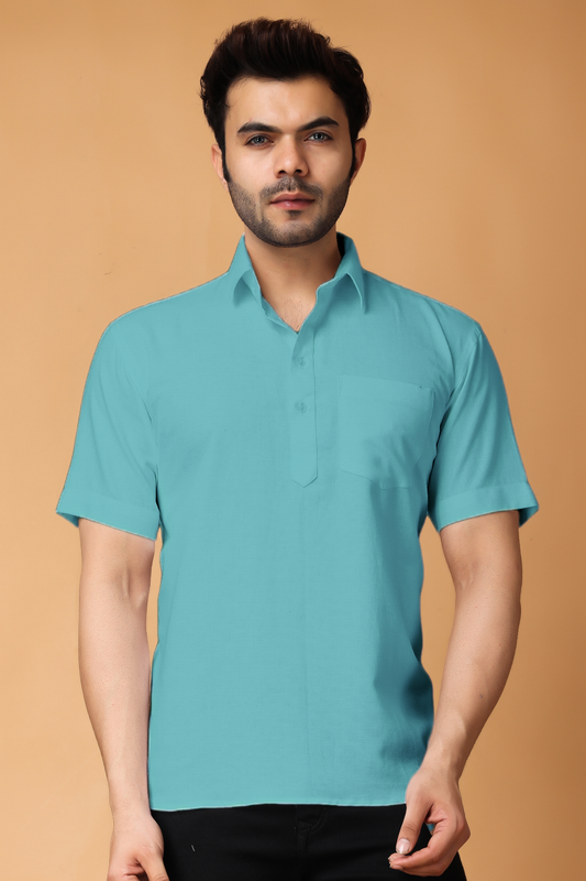 Cobalt Blue Cotton Short Kurta