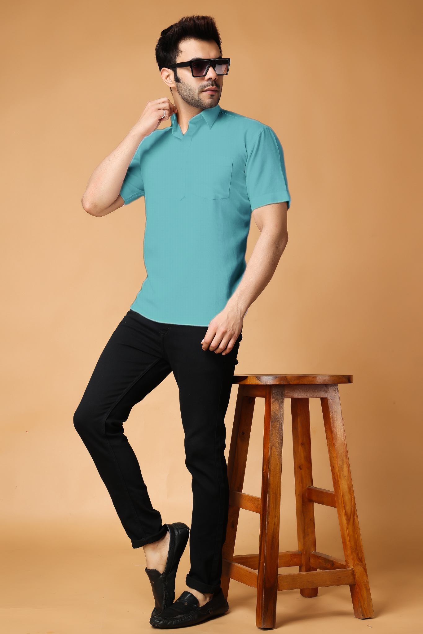 Cobalt Blue Cotton Short Kurta