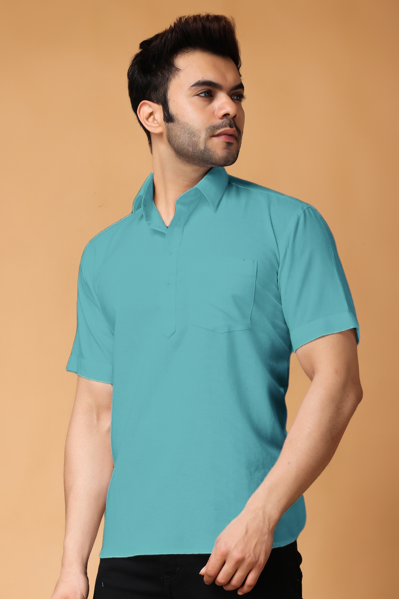Cobalt Blue Cotton Short Kurta
